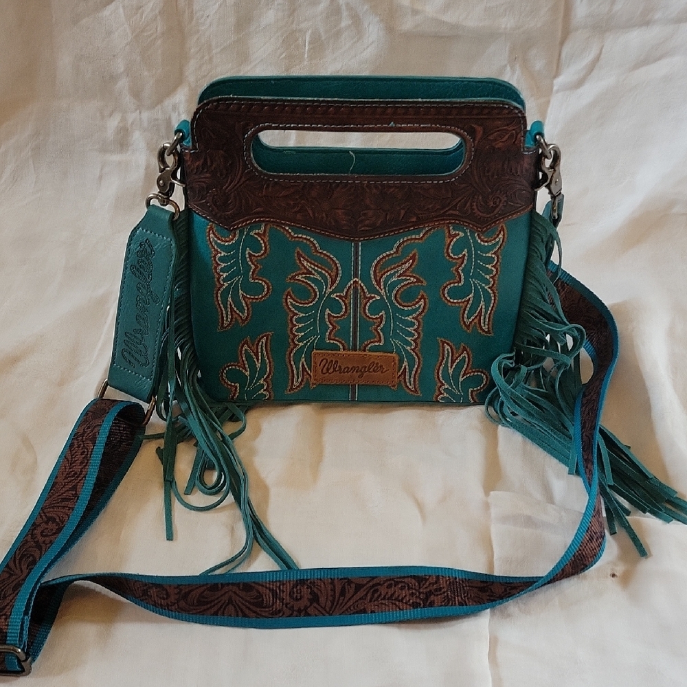 Wrangler Teal and Brown Women's Bag Purse Crossbody